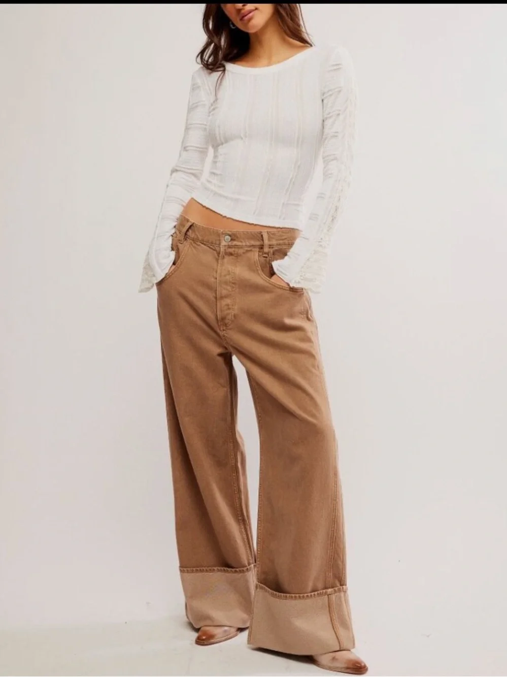 NWT FREE PEOPLE Rocky Long Sleeve / White SZ: XL